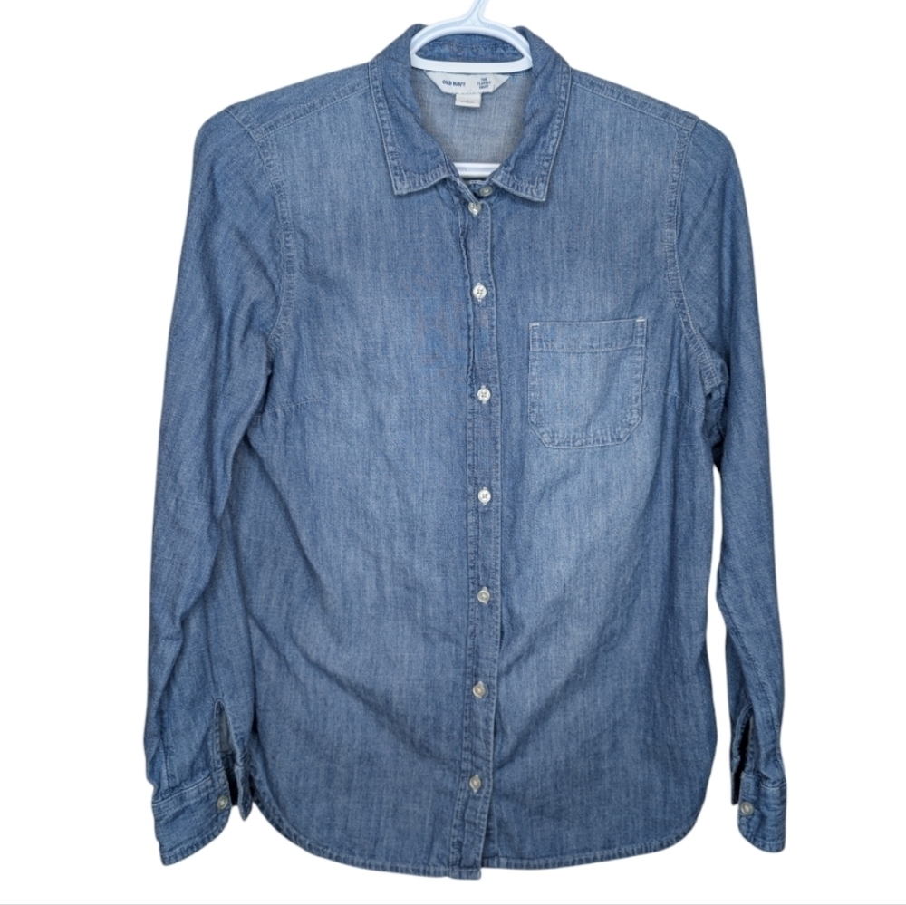 Old Navy The Classic Shirt Blue Denim Button-Up Top Women Small
